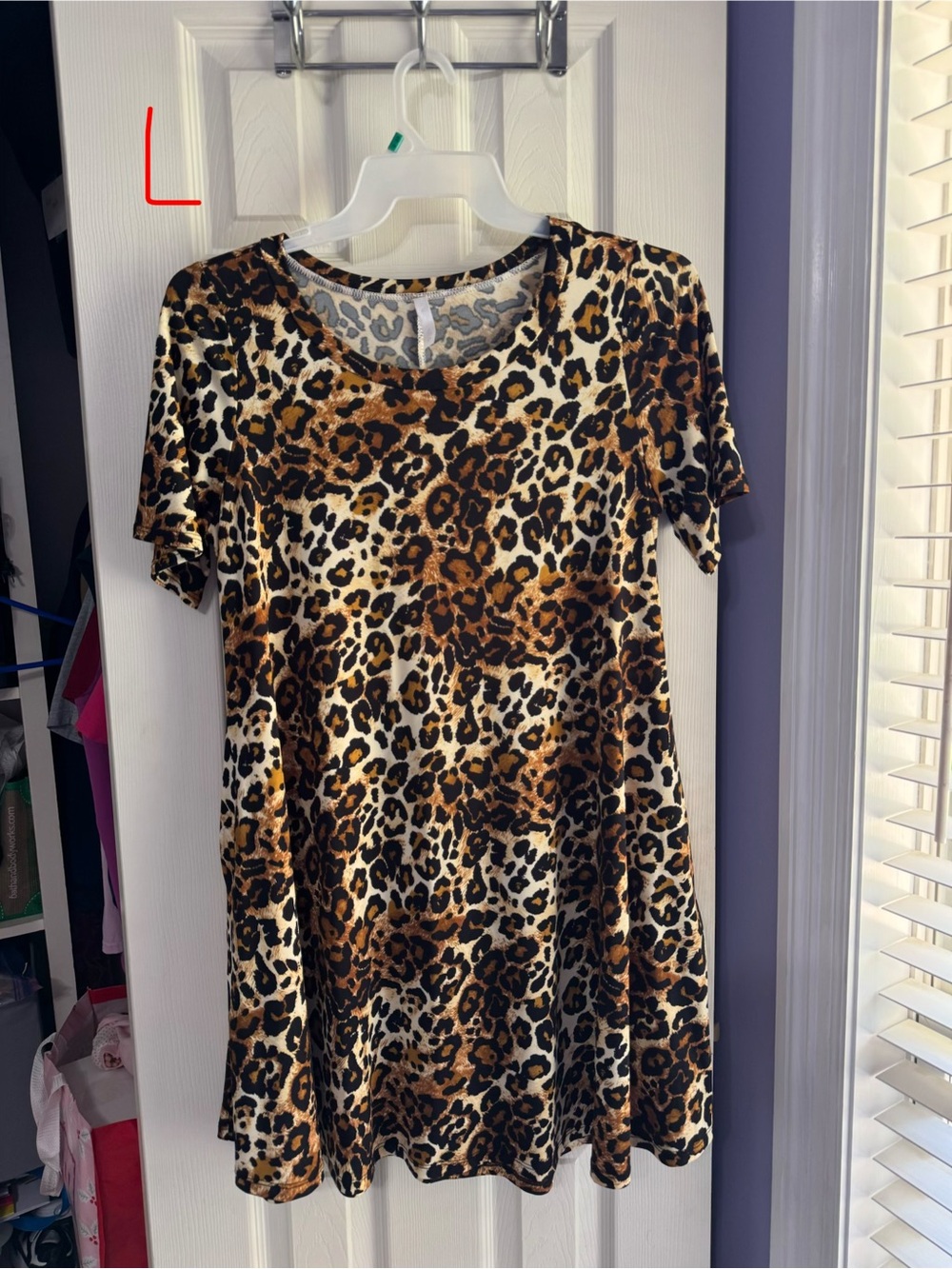 Leopard Print Short Sleeve Swing Dress - Brown